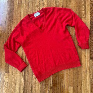 Vintage 70s/80s Scotland 100% Cashmere Berk Red V-Neck Sweater - Men's M / 40